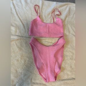 Pink crinkle bikini set